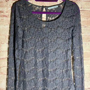 MAURICES TOP WOMENS LACE NAVY GRAY TALLA S